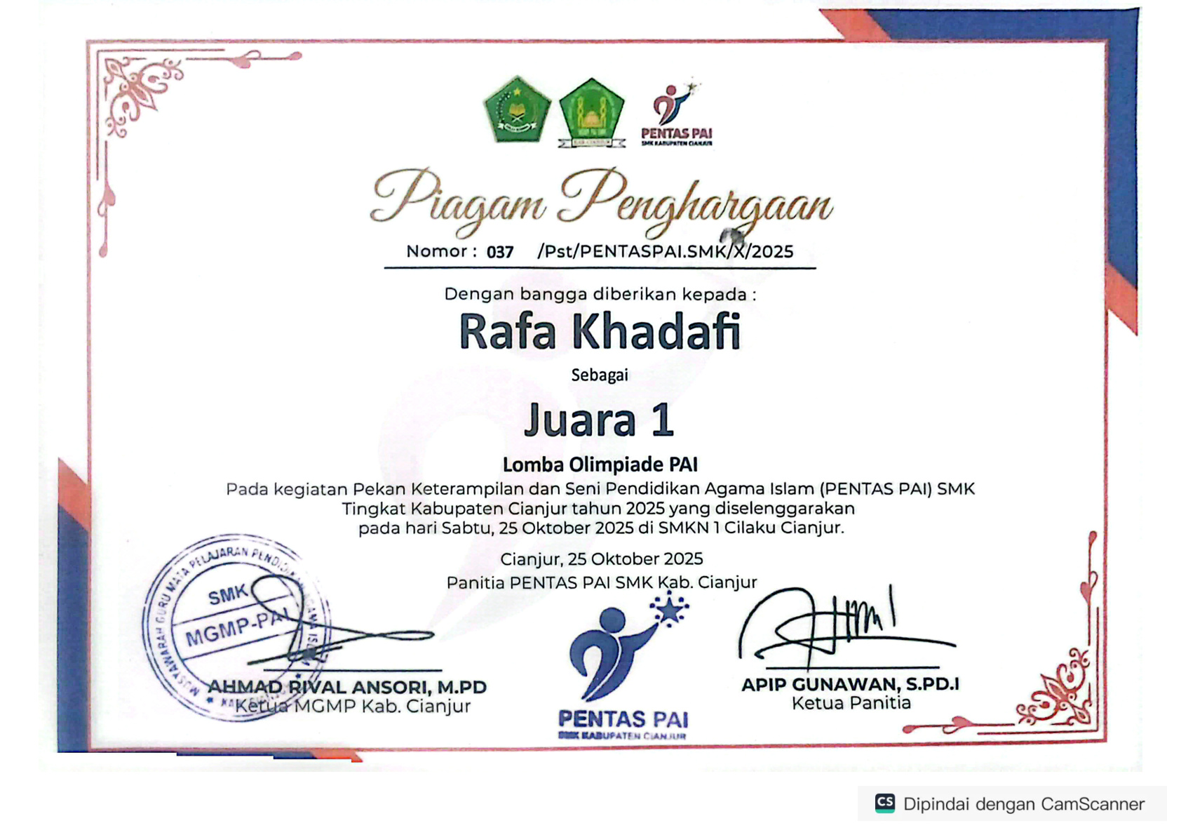 Juara 1 Olimpiade PAI